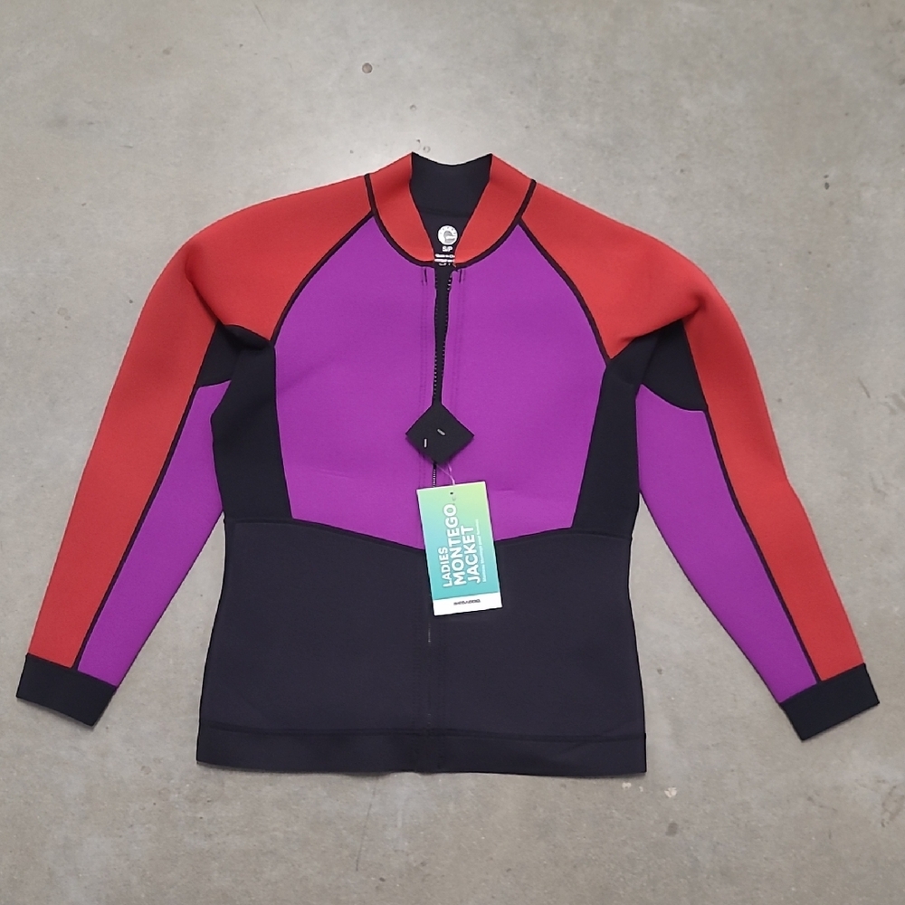$125 NEW SEADOO WETSUIT SUP SURD MONTEGO JACKET ZIP FRONT RED PURPLE S SMALL NWT